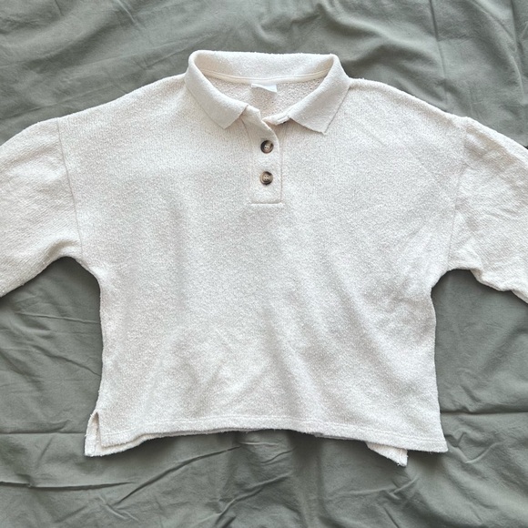 NWOT Zara kids Cropped loose polo cream knit fabric - Picture 2 of 4